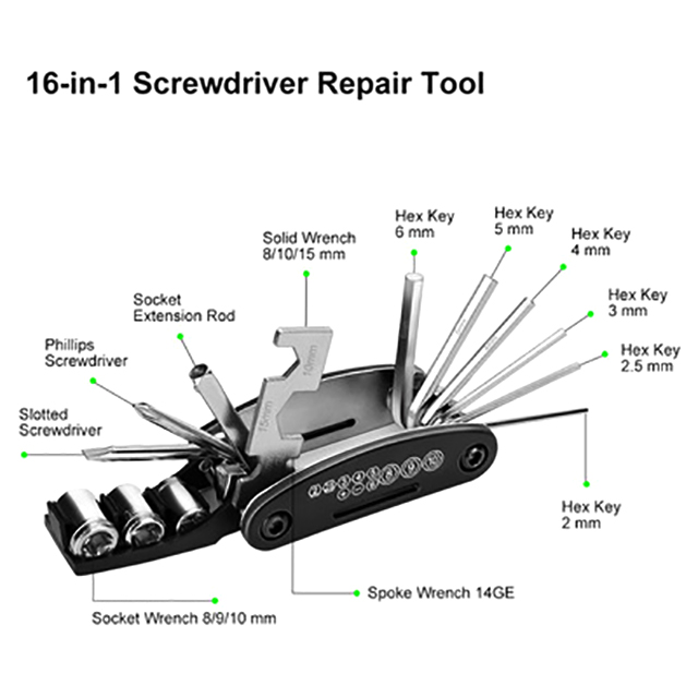 Bicycle repair kit tire repair tool combination/car repair kit